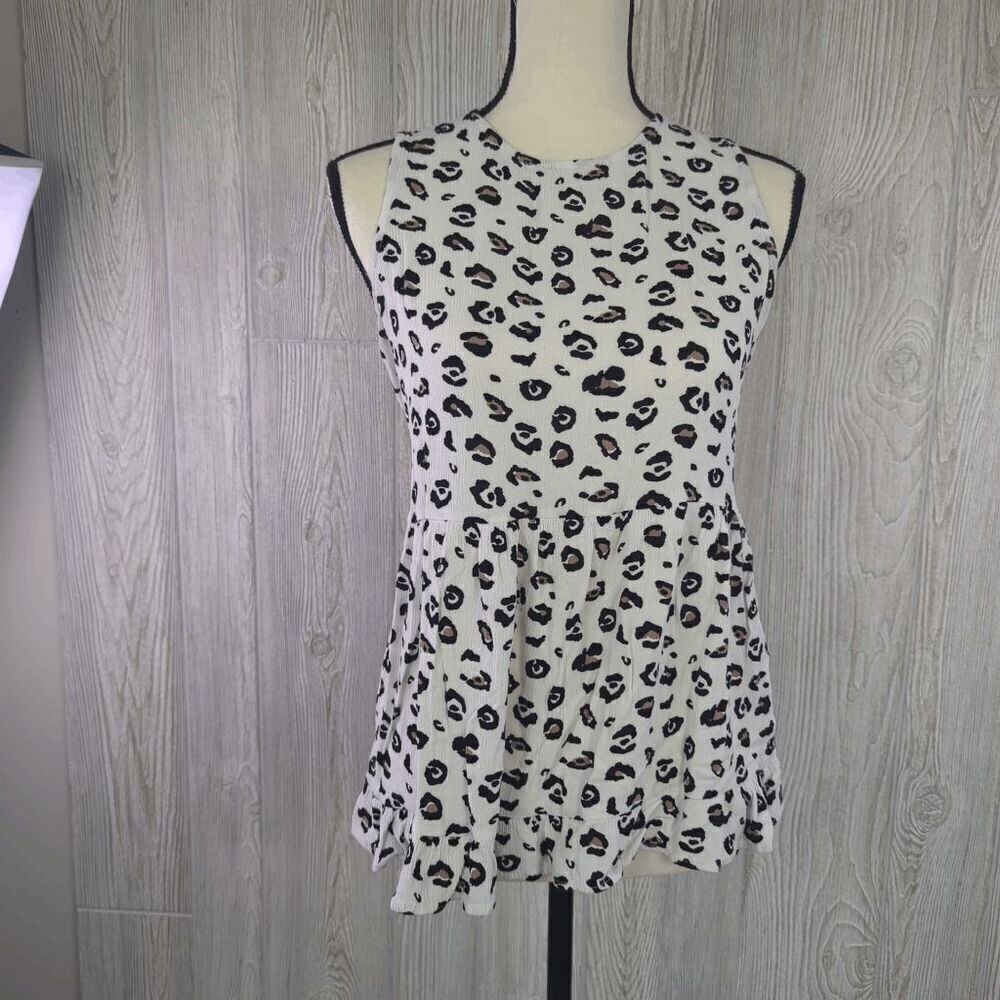 MTS Women's Large Grey Black Animal Print Sleeveless Blouse Top Shirt